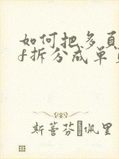 如何把多页pdf拆分成单页保存