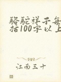 骆驼祥子每章概括100字以上