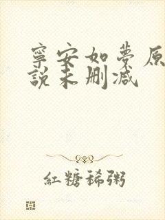 宁安如梦原著小说未删减