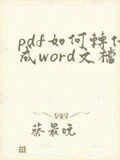 pdf如何转化成word文档免费