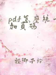 pdf怎么统一加页码