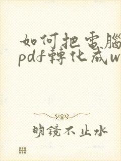 如何把电脑上的pdf转化成word文档