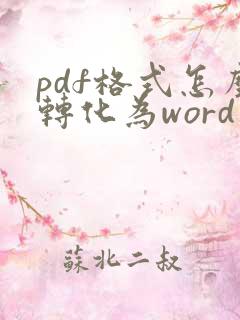pdf格式怎么转化为word文档