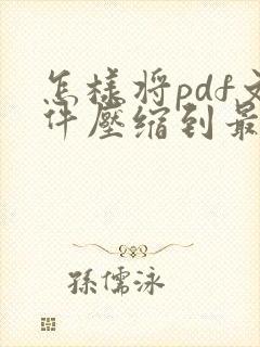 怎样将pdf文件压缩到最小