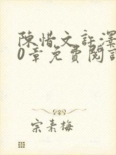 陈惜文许泽楷10章免费阅读