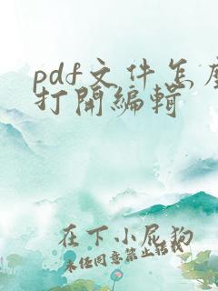 pdf文件怎么打开编辑
