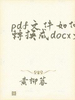 pdf文件如何转换成docx文件