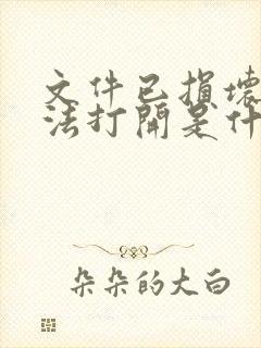 文件已损坏,无法打开是什么原因