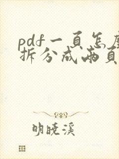 pdf一页怎么拆分成两页