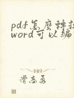 pdf怎么转换word可以编辑