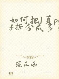 如何把1页pdf拆分成多页的