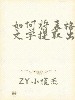 如何将表格中的文字提取出来