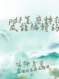 pdf怎么转换成能编辑的word