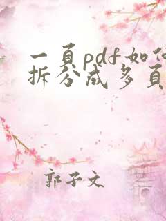 一页pdf如何拆分成多页