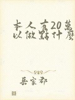 本人有20万可以做点什么生意好