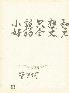 小说只想和你好好的全文免费阅读