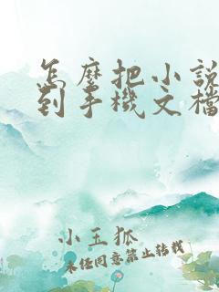 怎么把小说下载到手机文档上