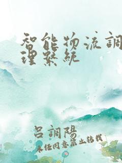 智能物流调度管理系统