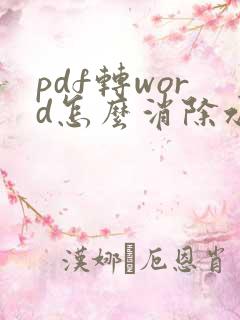 pdf转word怎么消除水印