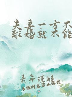 夫妻一方不同意离婚就不能离吗