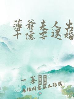 薄爷夫人出价一千亿要退婚完整版