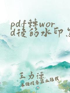 pdf转word后的水印怎么去除