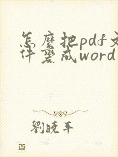 怎么把pdf文件变成word文档啊