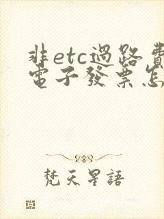 非etc过路费电子发票怎么开