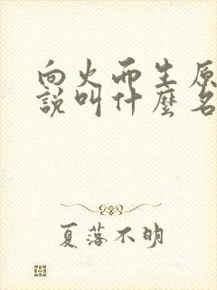 向火而生原著小说叫什么名字
