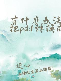 有什么办法可以把pdf转换成word
