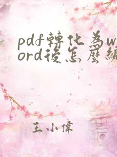 pdf转化为word后怎么编辑文字