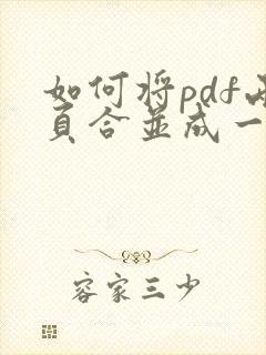 如何将pdf两页合并成一页