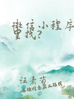 微信小程序在哪里找?