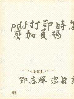 pdf打印时怎么加页码