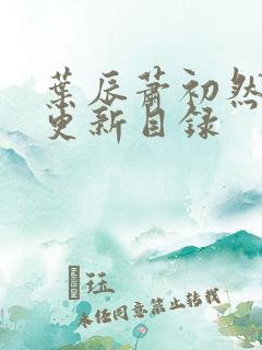 叶辰萧初然最快更新目录