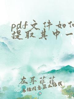 pdf文件如何提取其中一页