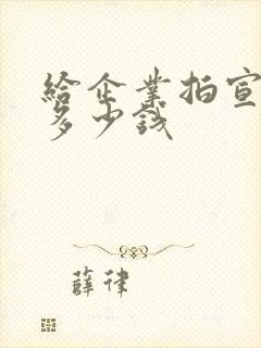 给企业拍宣传片多少钱