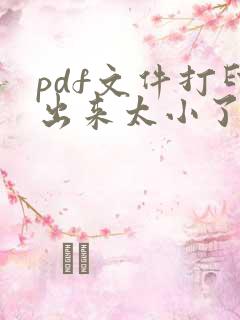 pdf文件打印出来太小了怎样调整