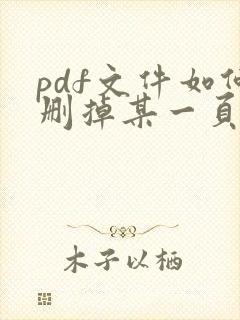 pdf文件如何删掉某一页