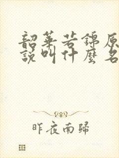 韶华若锦原著小说叫什么名字