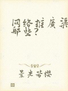 网络推广渠道有哪些?