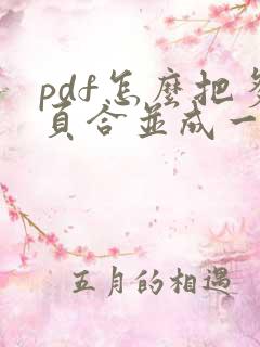 pdf怎么把多页合并成一页