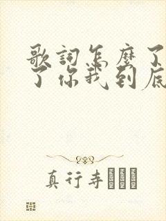 歌词怎么了怎么了你我到底怎么了