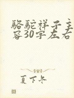 骆驼祥子主要内容30字左右