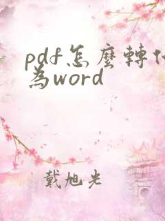 pdf怎么转化为word