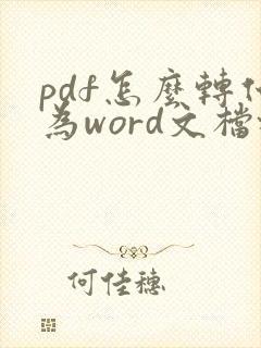 pdf怎么转化为word文档格式