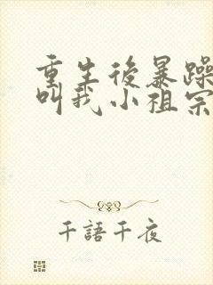 重生后暴躁大佬叫我小祖宗 小说