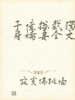 千亿总裁独宠替身娇妻全文阅读小说