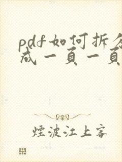 pdf如何拆分成一页一页的