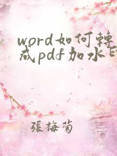 word如何转成pdf加水印